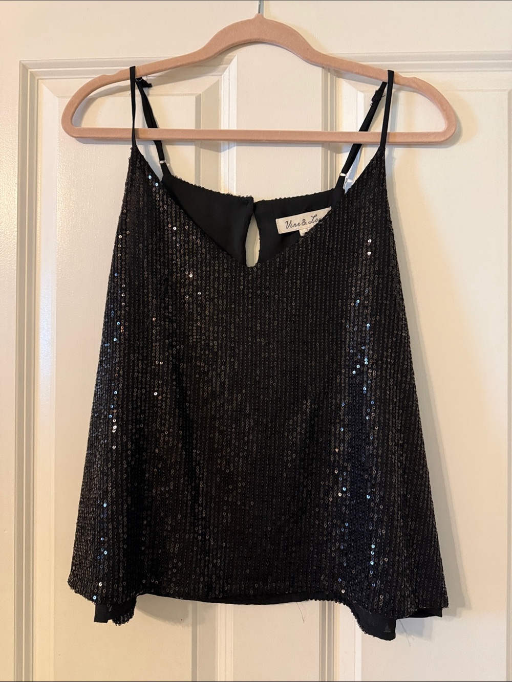 Vine & Love Black Sequin Spaghetti Strap Camisole